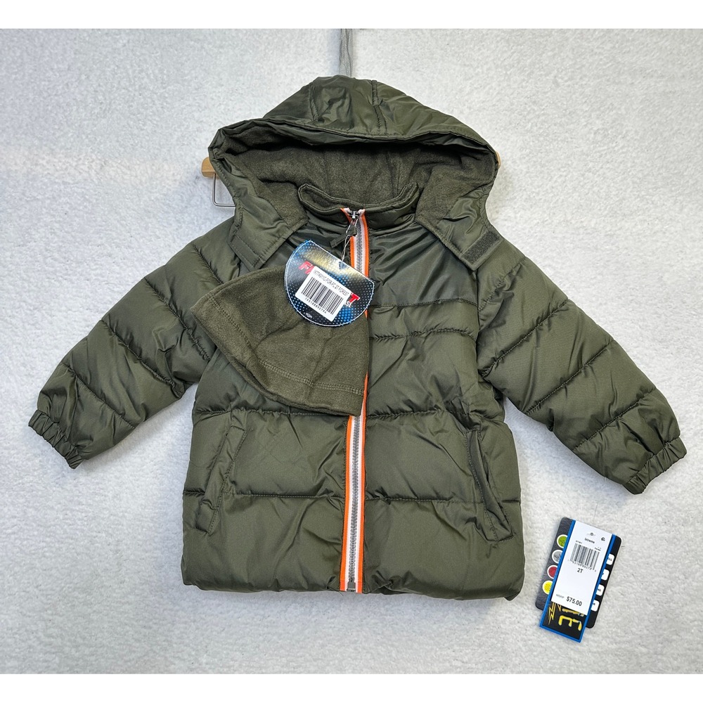 iXtreme Kids Boys 2T -New -  Olive Green Puffer Jacket with‎ Fleece Lined Hood